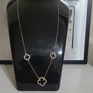 Milor Gold Necklace with Black and White Clover Accents